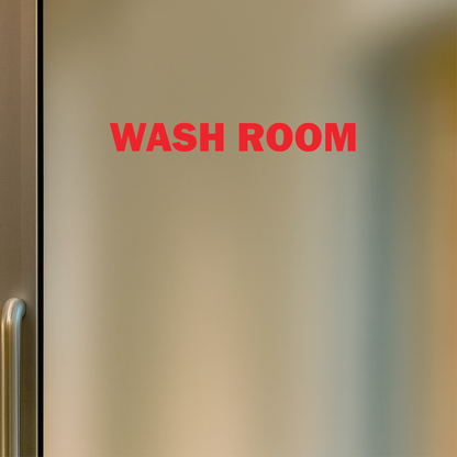 Smeeps Wash Room Sticker – 17 x 2 cm Door Label Decal | Bold Red Text | Waterproof & Durable Vinyl Signage