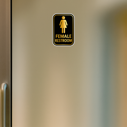 Smeeps Female Restroom Sticker – 10.16 x 15.24 cm Premium Gold & Black Door Sign | Waterproof, Durable & Easy Application