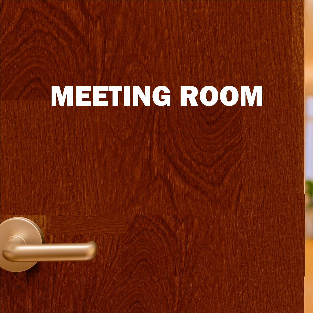 Smeeps Meeting Room Door Sticker – 16 x 1.5 cm White Text Office Label | Waterproof, Wash-Proof & Durable Vinyl Signage