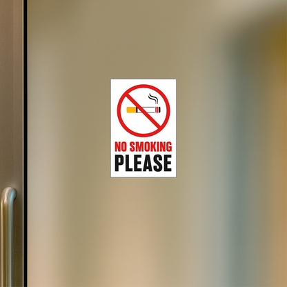 Smeeps No Smoking Please Sticker – 20.32 x 13.3 cm Door & Wall Warning Sign | Bold Red Safety Notice | Waterproof & Durable Vinyl