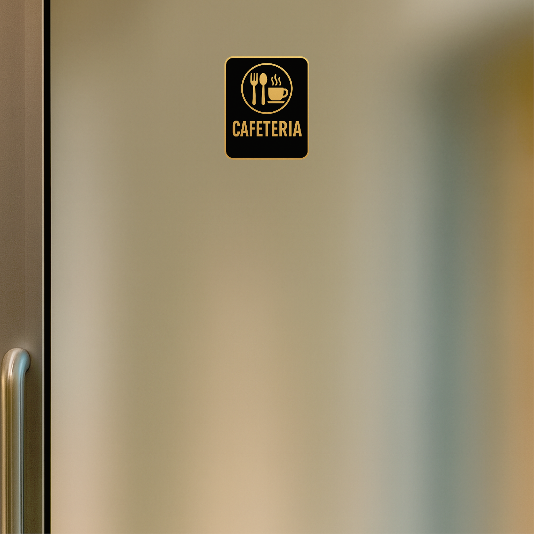 Smeeps Cafeteria Door Sticker – 12.7 x 15.24 cm Office Signage | Gold & Black Premium Vinyl | Waterproof, Durable & Easy to Apply