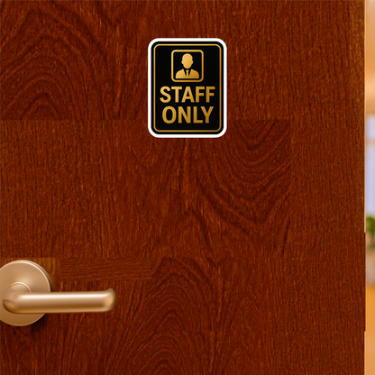 Smeeps Staff Only Sticker – 11.94 x 15.24 cm Gold & Black Sign | Waterproof, Durable Vinyl for Offices, Shops & Restricted Areas