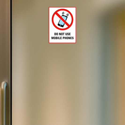 Smeeps Do Not Use Mobile Phones Sticker – 13.97 × 10.93 cm (5.5 × 4.3 Inch) No Mobile Phone Usage Warning Vinyl Sign | Waterproof UV Resistant Wash Proof Durable