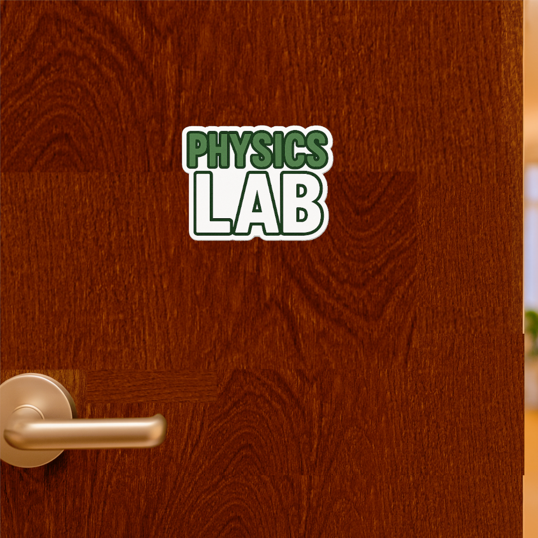 Smeeps Physics Lab Sticker – 8.63 x 11.43 cm Classroom Door Label | Science Laboratory Vinyl Decal | Waterproof & Durable Signage