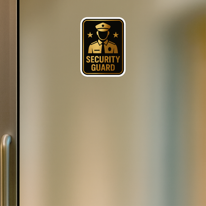 Smeeps Security Guard Sticker – 11.69 x 15.24 cm Gold & Black Notice Sign | Waterproof, Durable & High-Visibility Vinyl