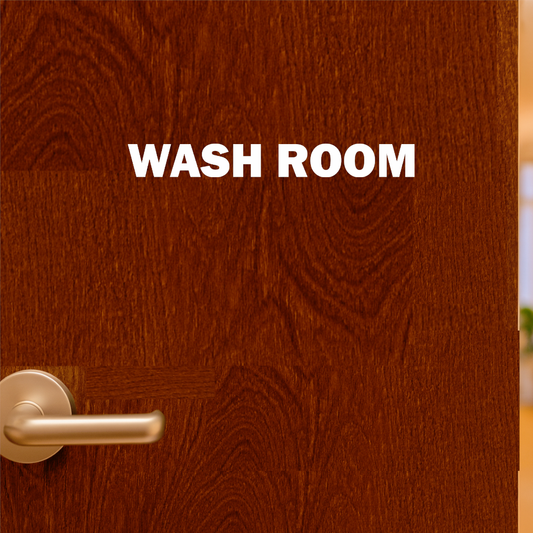 Smeeps Wash Room Door Sticker – 17 x 2 cm Waterproof Vinyl Label | Office & Home Signage | Durable, Easy-to-Read White Lettering