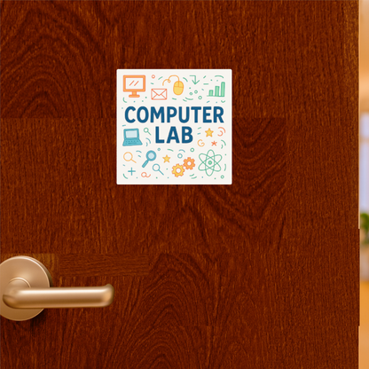 Smeeps Computer Lab Sticker – 10.16 x 10.16 cm Coding & Technology Theme | Colorful Classroom Label | Waterproof & UV-Resistant Vinyl