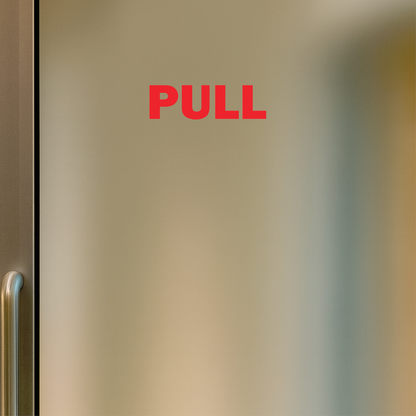 Smeeps PULL Door Sticker – 6.7 x 2 cm Red Text Vinyl Label | Waterproof, Wash-Proof & Durable Door Instruction Signage