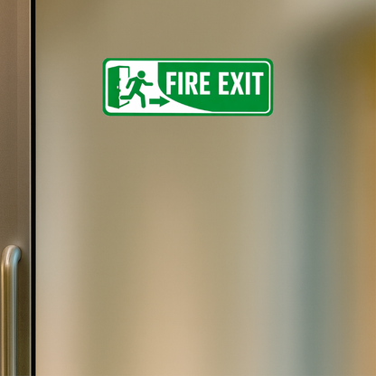 Smeeps Fire Exit Right Arrow Safety Sign Sticker – 21.85 × 7.62 cm (8.6 × 3 Inch) Emergency Exit Direction Vinyl Label | Waterproof UV Resistant Wash Proof Durable