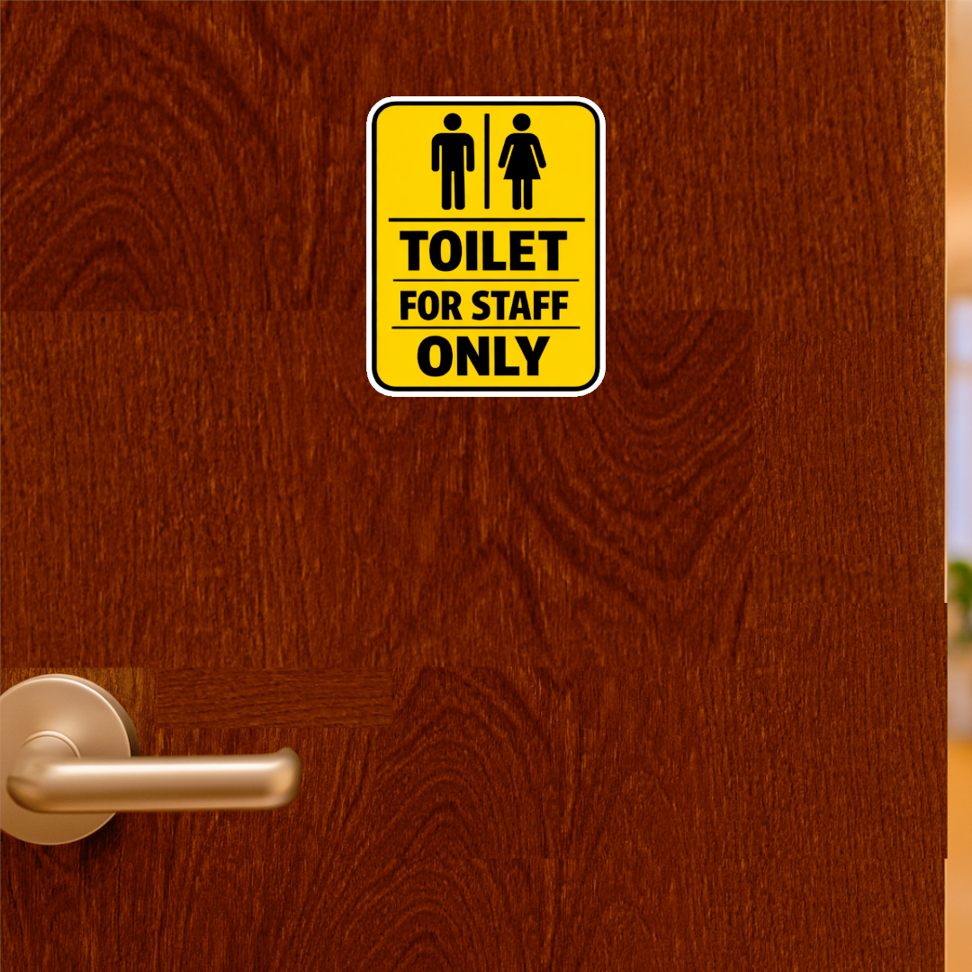 Smeeps Toilet for Staff Only Sticker – 17.78 × 14 cm (7 × 5.5 Inch) Waterproof Vinyl Staff Washroom Notice Sign | UV Resistant Wash Proof Office Toilet Sticker | Pack of 1