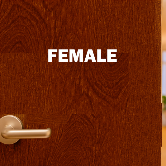 Smeeps Female Sticker – 8.3 x 1.5 cm White Text Vinyl Label | Waterproof, Durable Restroom Door Sign