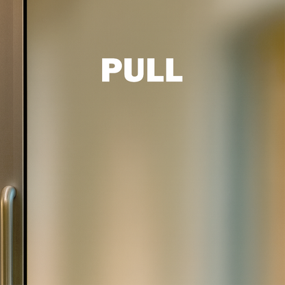 Smeeps PULL Door Sticker – 6.7 x 2 cm White Text Vinyl Label | Waterproof, Wash-Proof & Durable Door Instruction Signage