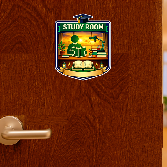 Smeeps Study Room Sticker – 12.7 × 12.7 cm (5 × 5 Inch) Premium Vinyl Decal | Creative Study Room Illustration Design | Waterproof UV Resistant Wash Proof | Pack of 1