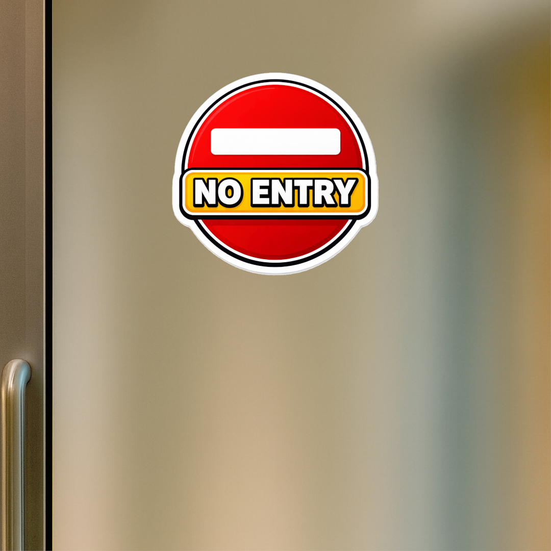 Smeeps No Entry Warning Sticker – 15.24 × 15.50 cm (6 × 6.1 Inch) Waterproof Reflective Vinyl Decal for Door, Wall, Car & Bike | UV Resistant Safety Sign Sticker