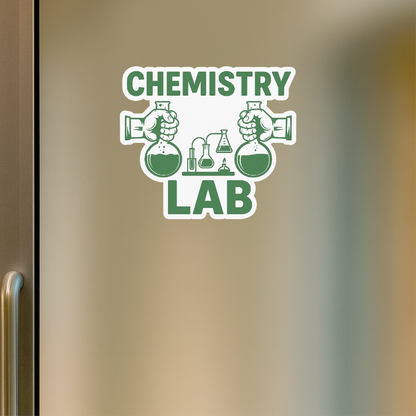 Smeeps Chemistry Lab Sticker – 10.16 x 11.43 cm Vintage Science Design | Hands Holding Flasks | Waterproof & UV-Resistant Vinyl
