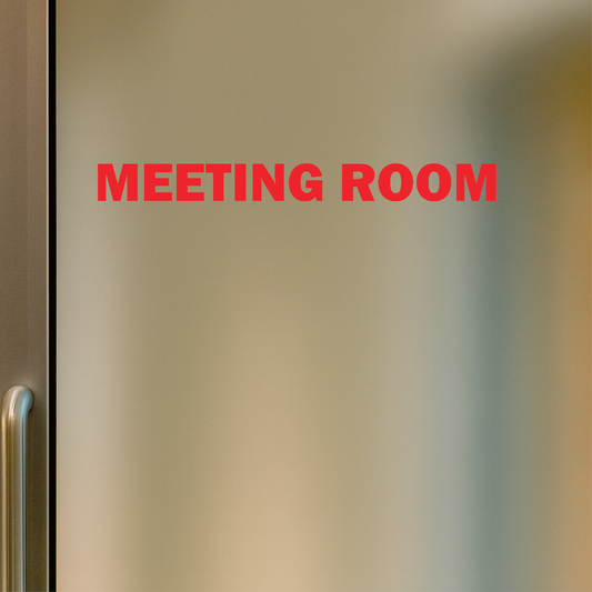 Smeeps Meeting Room Door Sticker – 16 x 1.5 cm Red Text Office Label | Waterproof, Wash-Proof & Durable Vinyl Signage