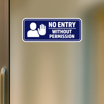 Smeeps No Entry Without Permission Sticker – 20.32 × 8.13 cm (8 × 3.2 Inch) Waterproof Vinyl Door Sign | Office Security Warning Sticker | UV Resistant Washproof Signage Decal | Pack of 1