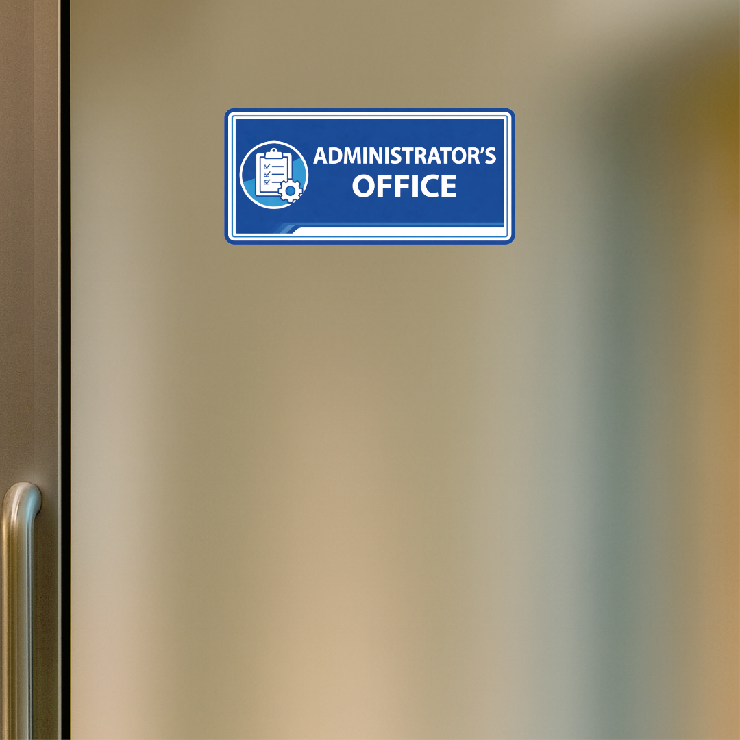 Smeeps Administrator’s Office Name Plate Sticker – 16.01 × 7.62 cm (6.3 × 3 Inch) Professional Office Door Vinyl Label | Waterproof UV Resistant Wash Proof