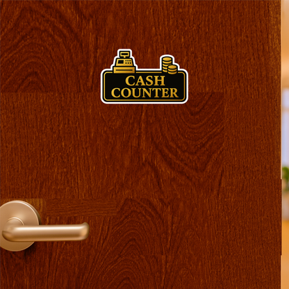 Smeeps Cash Counter Sticker – 24.39 x 15.24 cm Premium Gold & Black Vinyl Sign | Waterproof, Durable & Easy Peel Application