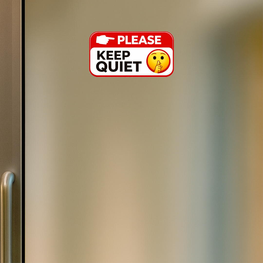 Smeeps Please Keep Quiet Instruction Sticker – 13.97 × 7.62 cm (5.5 × 3 Inch) Quiet Zone Warning Vinyl Sign | Waterproof UV Resistant Wash Proof Durable