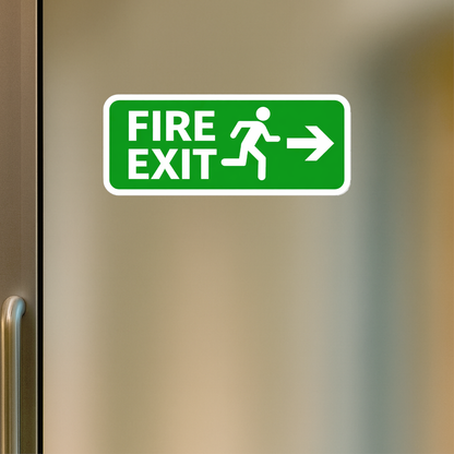 Smeeps Fire Exit Direction Sign Sticker – 13.97 cm (5.5 Inch) Safety Vinyl Decal | Waterproof UV Resistant Emergency Exit Sticker