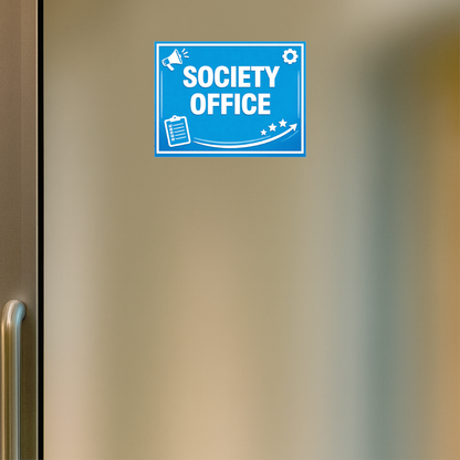 Smeeps Society Office Sticker – 12.7 × 9.66 cm (5 × 3.8 Inch) Office Name Plate Vinyl Sign | Waterproof UV Resistant Wash Proof Durable