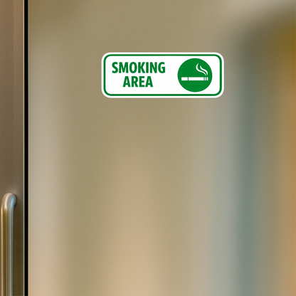 Smeeps Smoking Area Sign Sticker – 15.24 × 5.6 cm (6 × 2.2 Inch) Waterproof Vinyl Safety Signage | UV Resistant Washproof Door & Wall Sticker | Office Café Hotel Smoking Zone Sign | Pack of 1