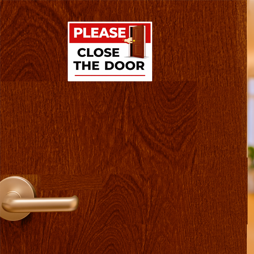 Smeeps Please Close The Door Instruction Sticker – 12.7 × 8.89 cm (5 × 3.5 Inch) Door Reminder Vinyl Sign | Waterproof UV Resistant Wash Proof Durable