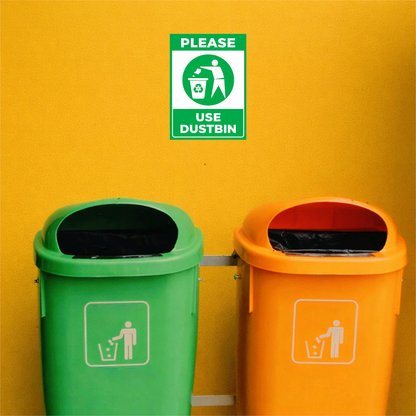 Smeeps Please Use Dustbin Sticker – 13.97 × 10.16 cm (5.5 × 4 Inch) Cleanliness Awareness Vinyl Sign | Waterproof UV Resistant Wash Proof Durable