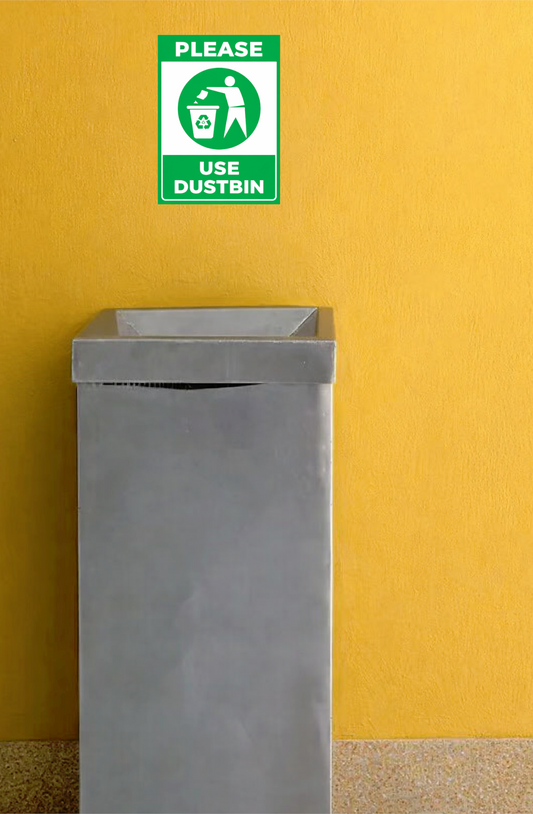 Smeeps Please Use Dustbin Sticker – 13.97 × 10.16 cm (5.5 × 4 Inch) Cleanliness Awareness Vinyl Sign | Waterproof UV Resistant Wash Proof Durable