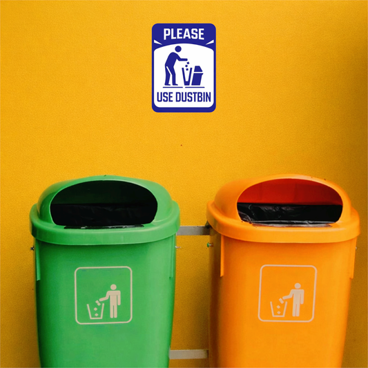Smeeps Please Use Dustbin Sticker – 14 × 10.16 cm (5.5 × 4 Inch) Cleanliness Awareness Vinyl Sign | Waterproof UV Resistant Wash Proof Durable