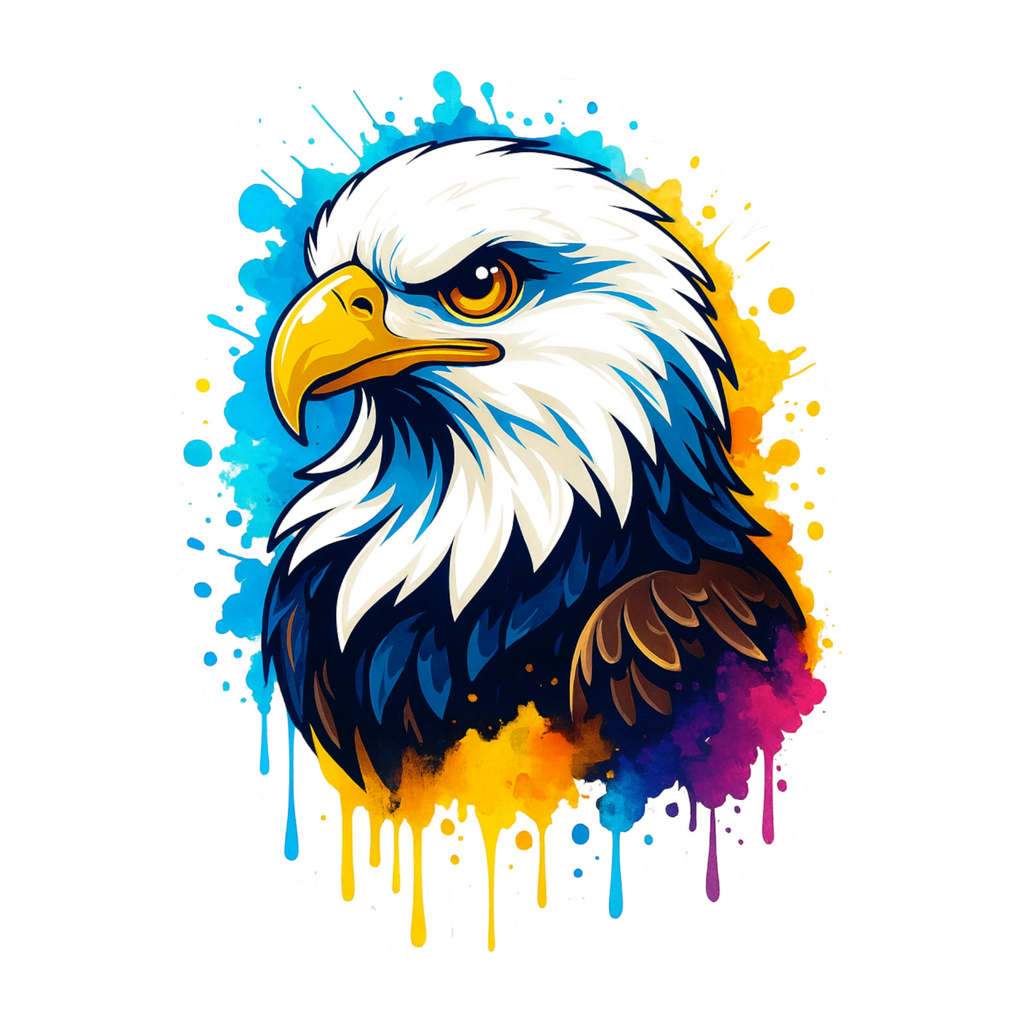 Smeeps Color Splash Eagle Sticker – 13.97 x 10.67 cm Car & Bike Vinyl Decal | Vibrant Artistic Eagle Design | Waterproof & Durable