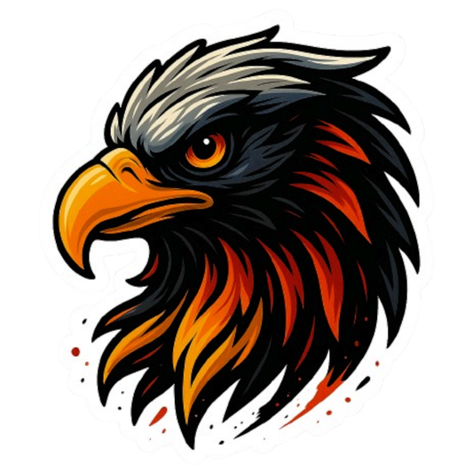 Smeeps Fire Eagle Head Sticker – 12.7 x 10.93 cm Car & Bike Vinyl Decal | Fiery Gradient Eagle Design | Waterproof & Durable