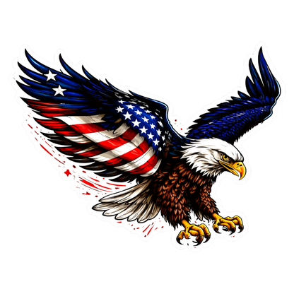 Smeeps American Eagle Sticker – 11.43 × 8.64 cm (4.5 × 3.4 Inch) Premium Vinyl Decal | Patriotic Flying Eagle Flag Design | Waterproof UV Resistant Wash Proof | Pack of 1