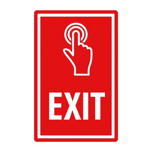 Smeeps Exit Sign Sticker – 19.82 x 12.7 cm Red Safety Vinyl Decal | Push Button Exit Indicator | Waterproof & Durable Warning Sign