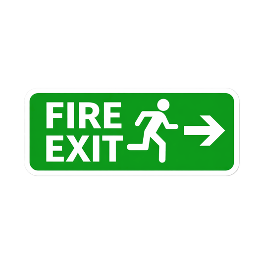 Smeeps Fire Exit Direction Sign Sticker – 13.97 cm (5.5 Inch) Safety Vinyl Decal | Waterproof UV Resistant Emergency Exit Sticker