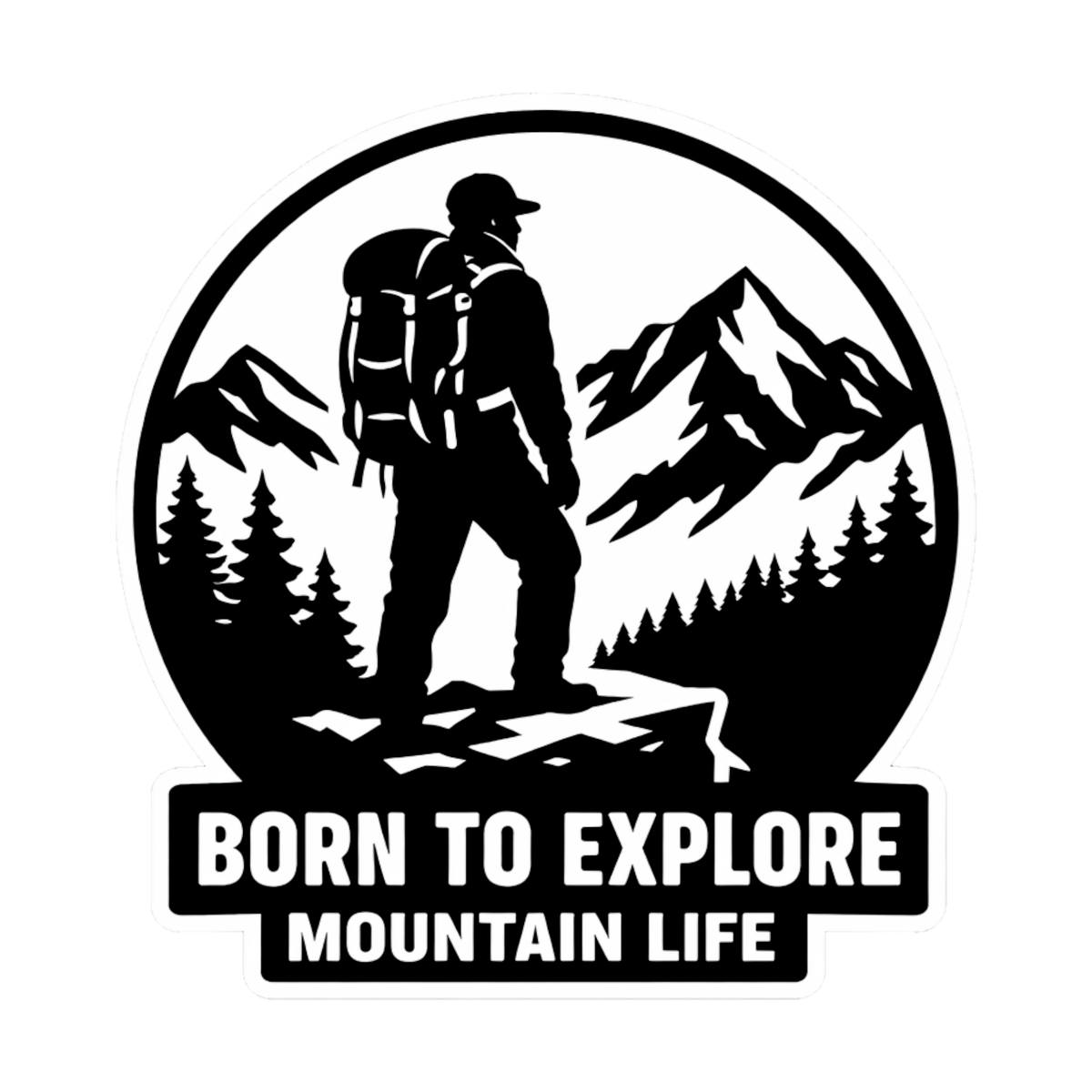 Smeeps Born To Explore Mountain Life Vinyl Sticker – 10.67 × 10.16 cm (4.2 × 4 Inch) Waterproof Adventure Travel Sticker for Car, Bike, Laptop & Helmet | UV Resistant | Pack of 1