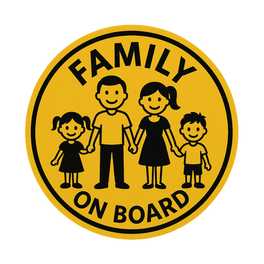 Smeeps Family On Board Car Sticker – Round Design – 13.97 x 13.97 cm | Premium Vinyl Decal for Cars