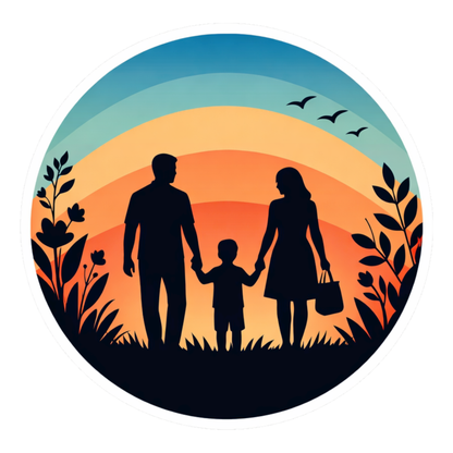 Smeeps Family Sunset Vinyl Sticker – 10.16 × 10.16 cm (4 × 4 Inch) Waterproof Family Car Sticker for Rear Windshield & Car Body | UV Resistant | Wash Proof | Pack of 1