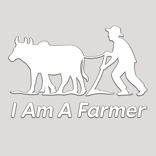 Smeeps I Am A Farmer Sticker – 7.62 x 11.43 cm Car & Bike Vinyl Decal | Farmer & Bull Silhouette Design | Waterproof & Durable
