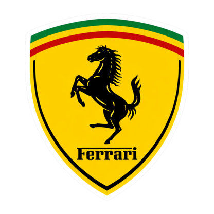 Smeeps Ferrari Shield Vinyl Sticker – 11.43 × 10.16 cm (4.5 × 4 Inch) Waterproof Sports Car Logo Decal | Premium UV Resistant Sticker for Car, Bike, Laptop & Helmet | Pack of 1