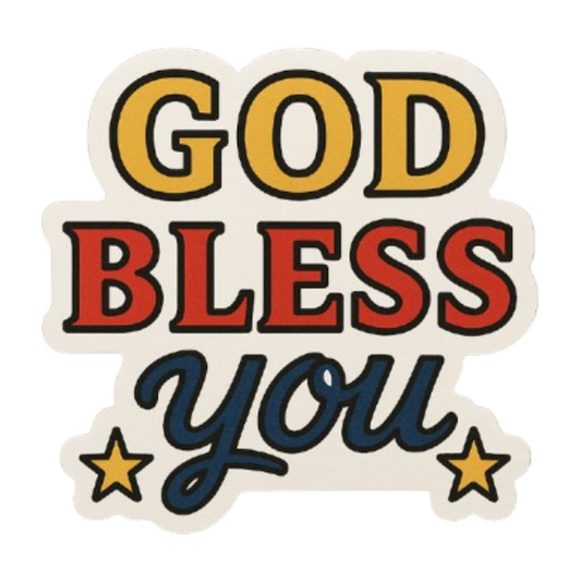 Smeeps “God Bless You” Sticker – 8.4 x 7.8 cm Inspirational Car Decal with Stars | Waterproof & Fade-Resistant