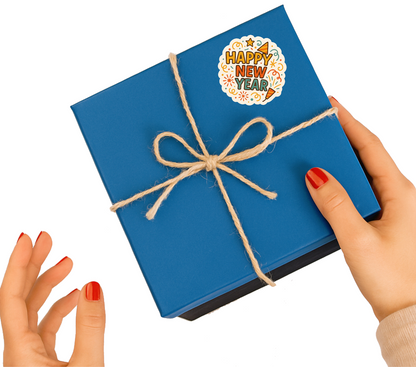 Smeeps Happy New Year Sticker – 10.16 x 9.66 cm Festive Celebration Decal | Party Theme Design | Waterproof & UV-Resistant Vinyl