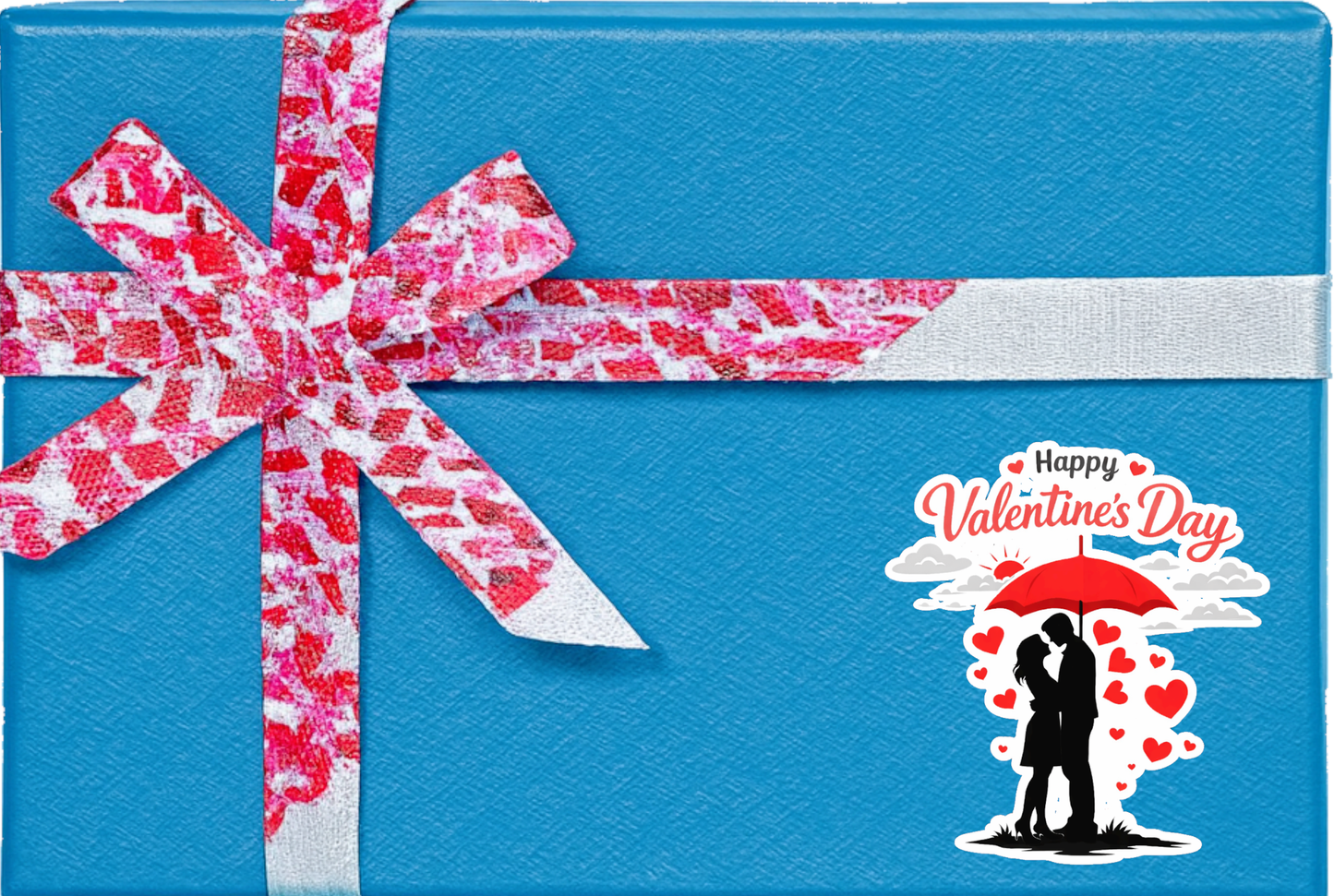 Smeeps Happy Valentine’s Day Couple Under Umbrella Sticker – 10.16 × 9.15 cm (4 × 3.6 Inch) Premium Vinyl Decal | Romantic Love Heart Design | Waterproof UV Resistant Wash Proof | Pack of 1