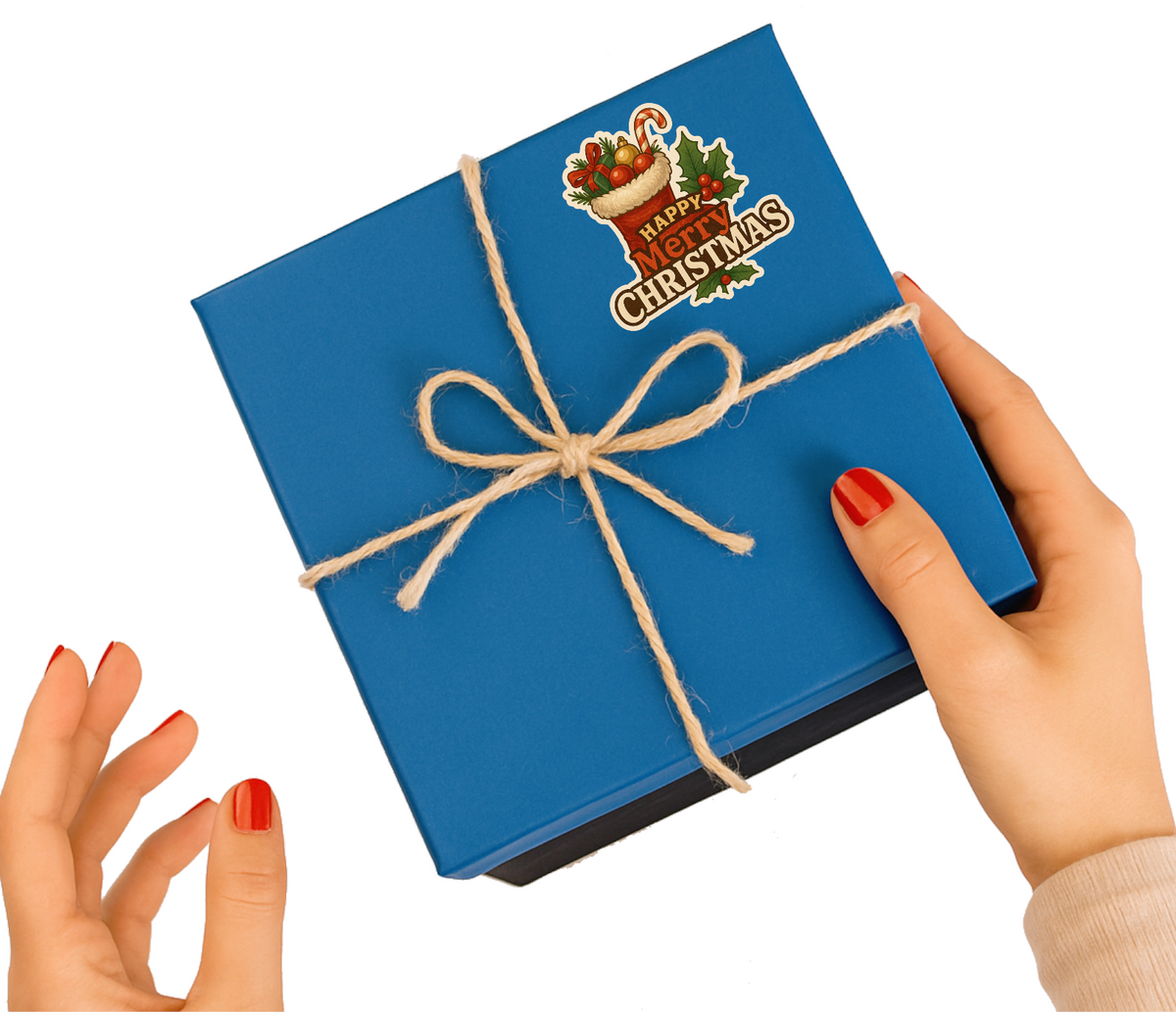 Smeeps Merry Christmas Sticker – Holiday Gift Box Decoration | 10.16 x 8.89 cm Premium Vinyl Decal | Waterproof & Durable Festive Design