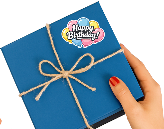 Smeeps Happy Birthday Balloon Sticker – 10.16 × 7.12 cm (4 × 2.8 Inch) Waterproof Vinyl Die-Cut Birthday Sticker for Gift Box, Return Gifts, Party Decoration, Laptop & Scrapbook | Pack of 1