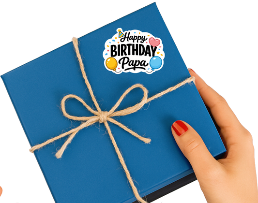 Smeeps Happy Birthday Papa Sticker – 10.16 × 7.62 cm (4 × 3 Inch) Waterproof Vinyl Die-Cut Birthday Sticker for Papa Gift Box, Father Birthday Decoration, Scrapbook & Return Gifts | Pack of 1