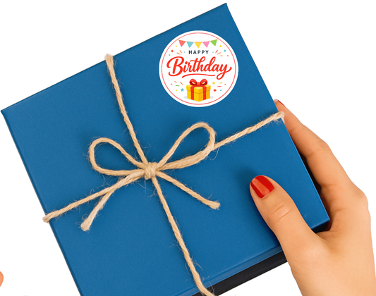 Smeeps Happy Birthday Round Sticker – 10.16 cm (4 Inch) Waterproof Vinyl Birthday Gift Sticker for Return Gifts, Gift Boxes, Party Decoration, Scrapbook & Packaging | Pack of 1