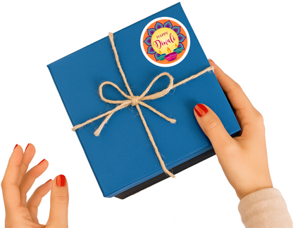 Smeeps Happy Diwali Sticker – 10.16 x 10.16 cm Round Rangoli & Diya Design | Festive Deepavali Décor Decal | Waterproof & UV-Resistant Vinyl