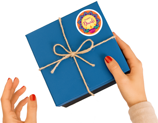 Smeeps Happy Diwali Sticker – 10.16 x 10.16 cm Round Rangoli & Diya Design | Festive Deepavali Décor Decal | Waterproof & UV-Resistant Vinyl